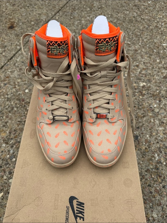 Nike Shoes - Nike Black History Month (BHM)Beige High-Top Sneakers with Bright Orange Accents